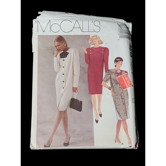 Vtg  McCalls Pattern 4513 Button Front Straight Fitted Dress Sz 8 1989 Cut - Picture 1 of 6